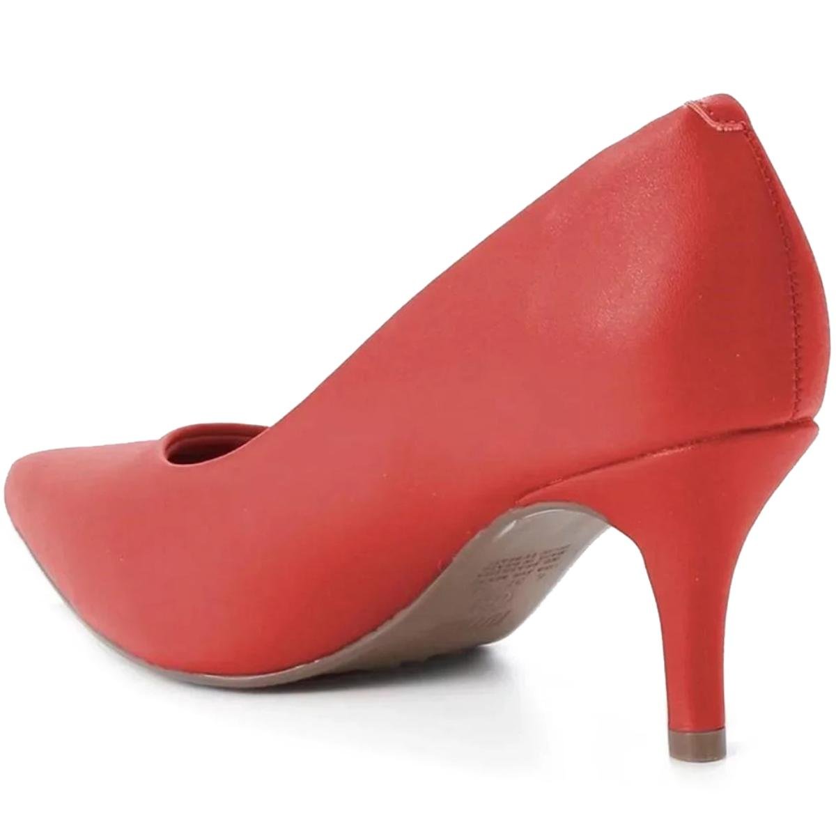 Scarpin Vizzano Salto Médio Bico Fino Feminino - Vermelho Vermelho 4