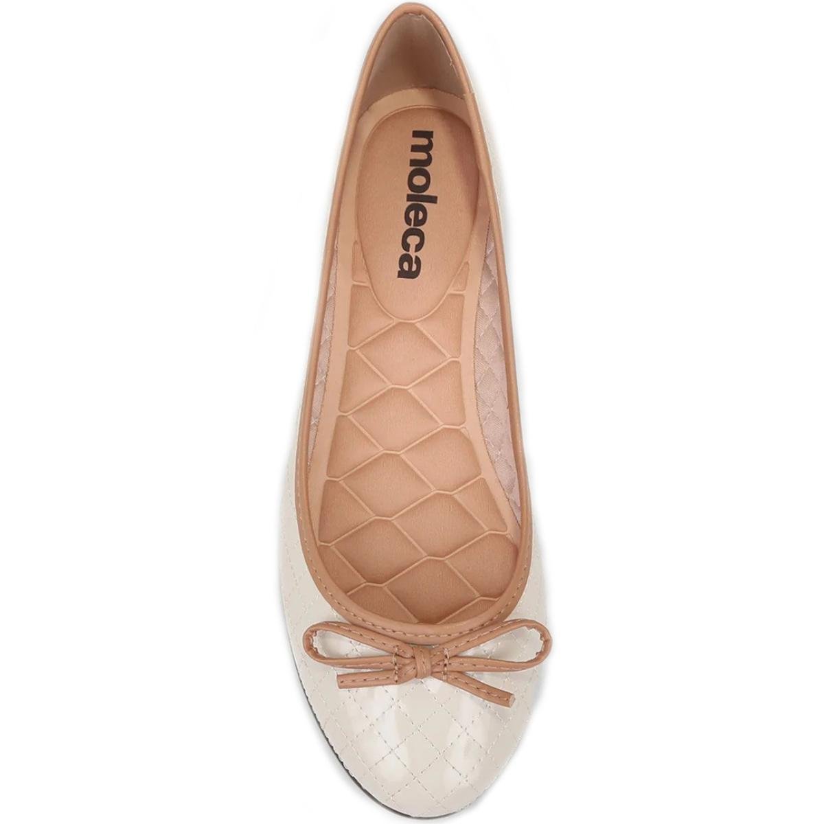Sapatilha Moleca Bico Redondo Matelassê Feminina - Off White Branco 3