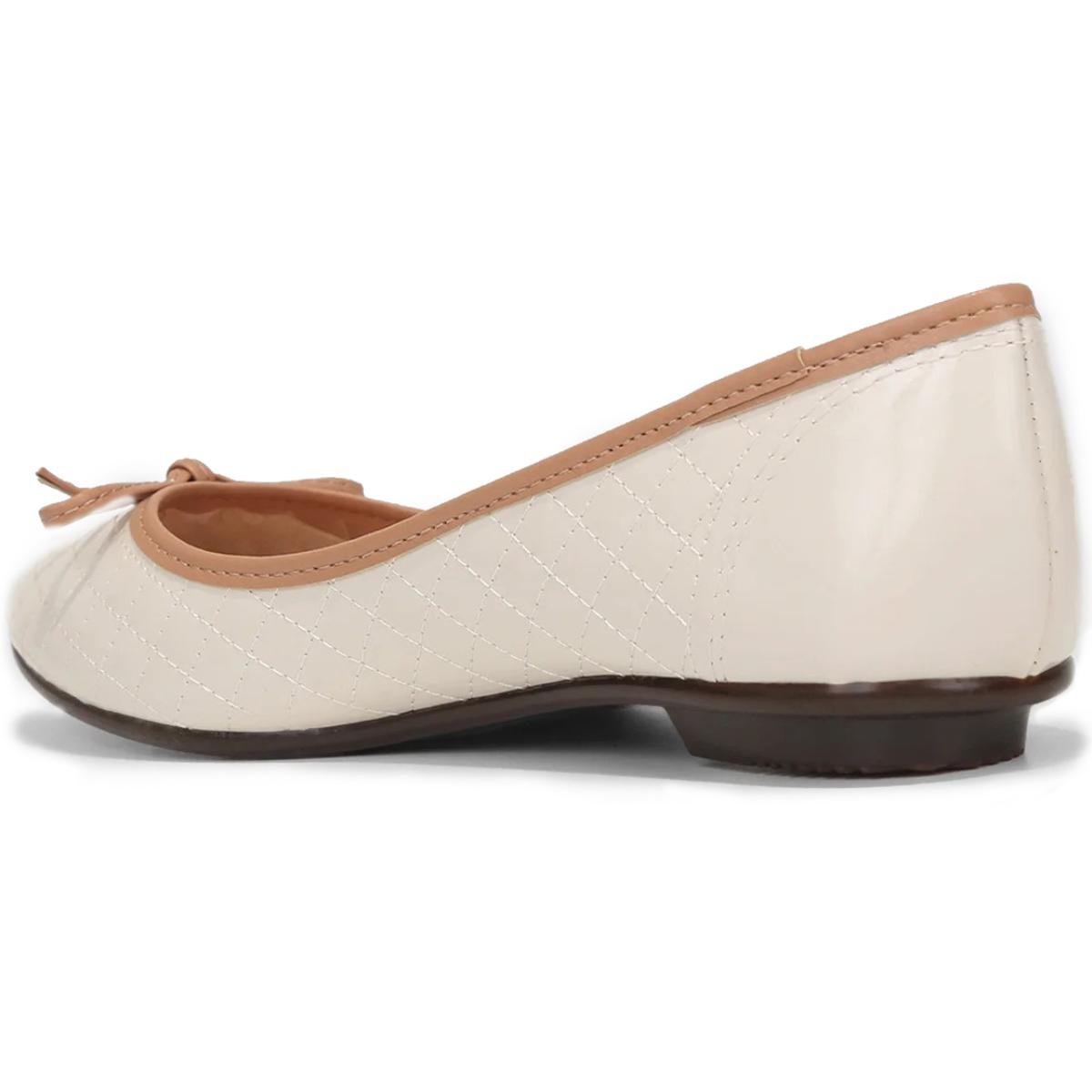 Sapatilha Moleca Bico Redondo Matelassê Feminina - Off White Branco 4