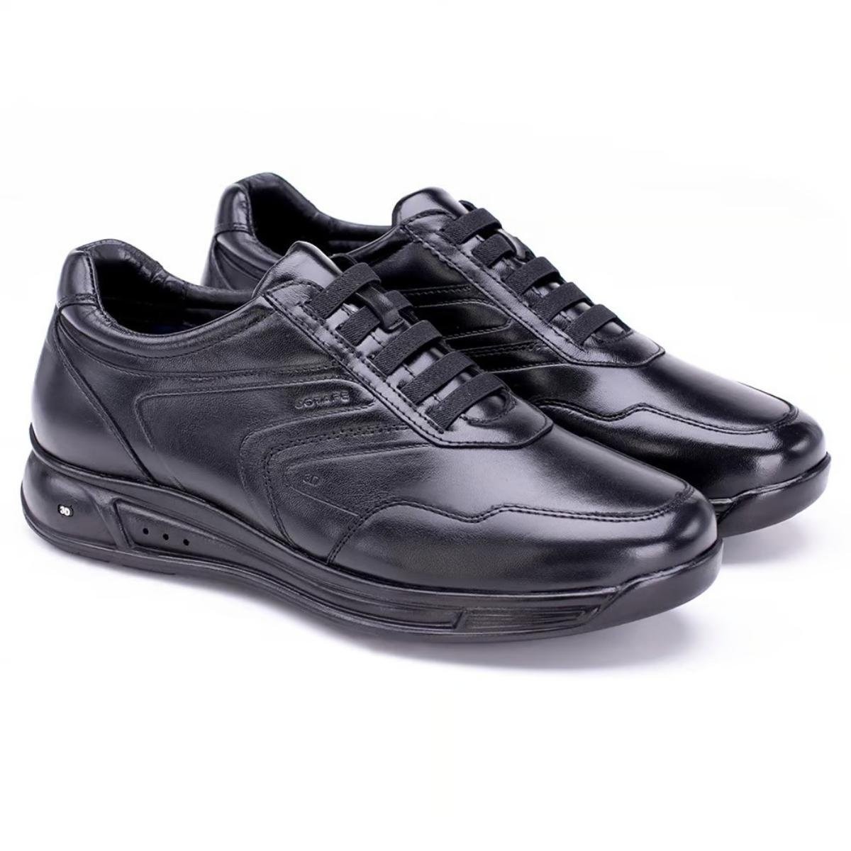 Sapato Jota Pe Couro 3D Evolution Masculino - Preto Preto 1