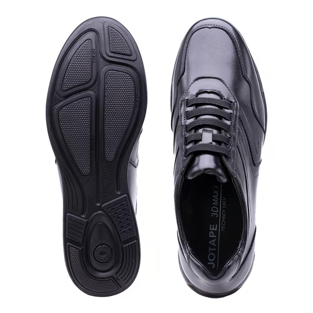 Sapato Jota Pe Couro 3D Evolution Masculino - Preto Preto 3