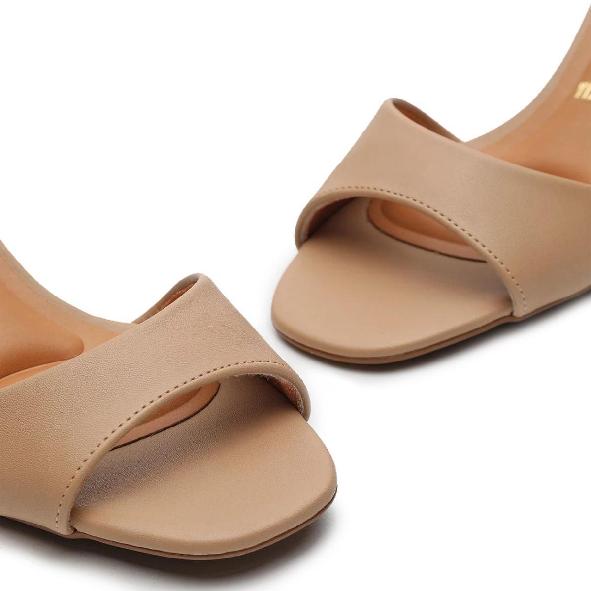 Sandália Vizzano Salto Bloco Detalhe Dourado - Bege Bege 3