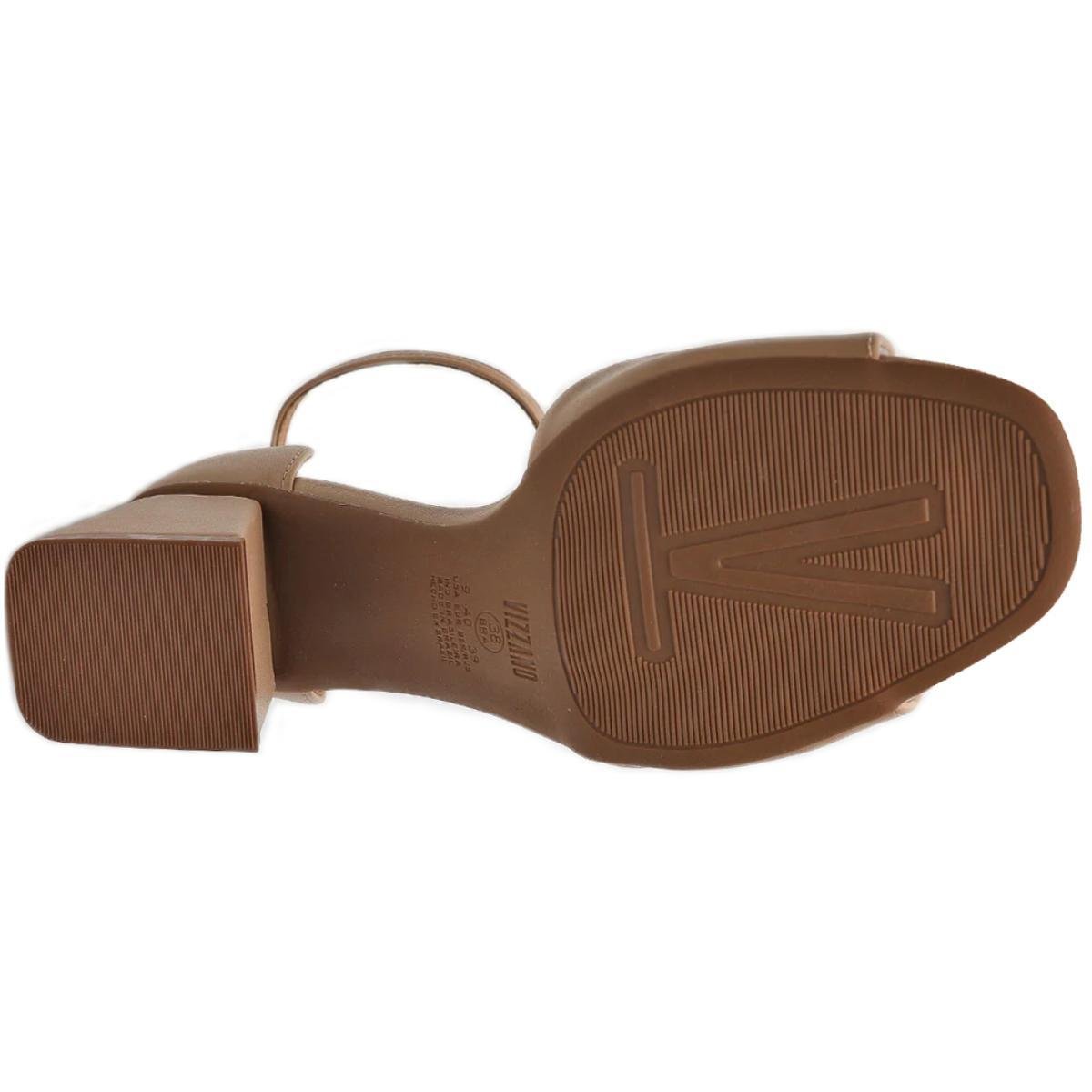 Sandália Vizzano Salto Bloco Detalhe Dourado - Bege Bege 6