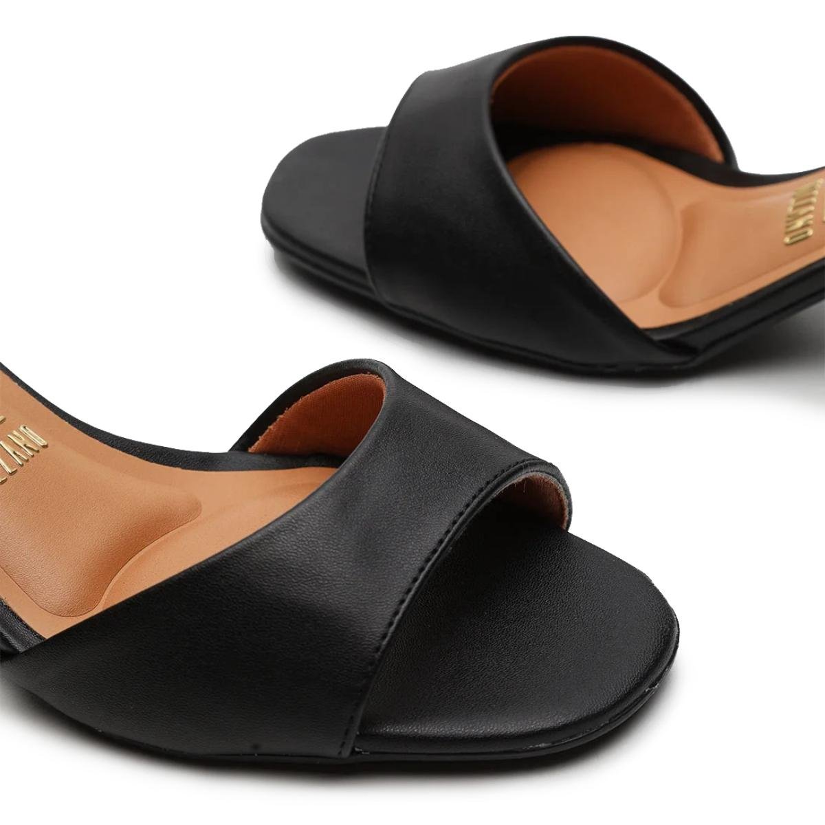 Sandália Vizzano Salto Bloco Detalhe Dourado - Preto Preto 3