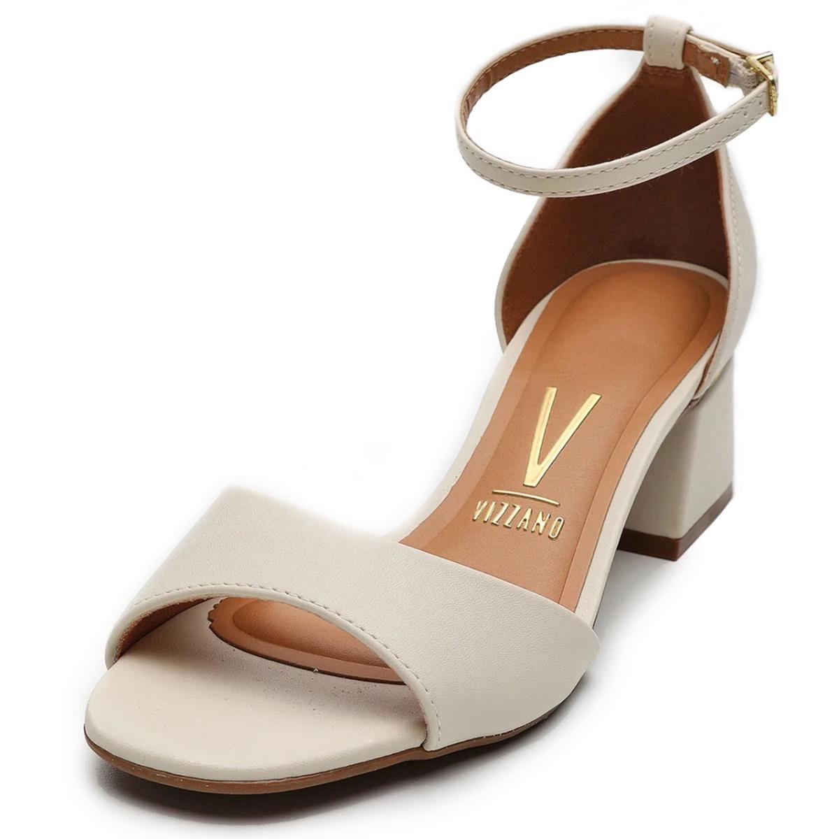 Sandália Vizzano Salto Bloco Detalhe Dourado - Cinza Cinza 1