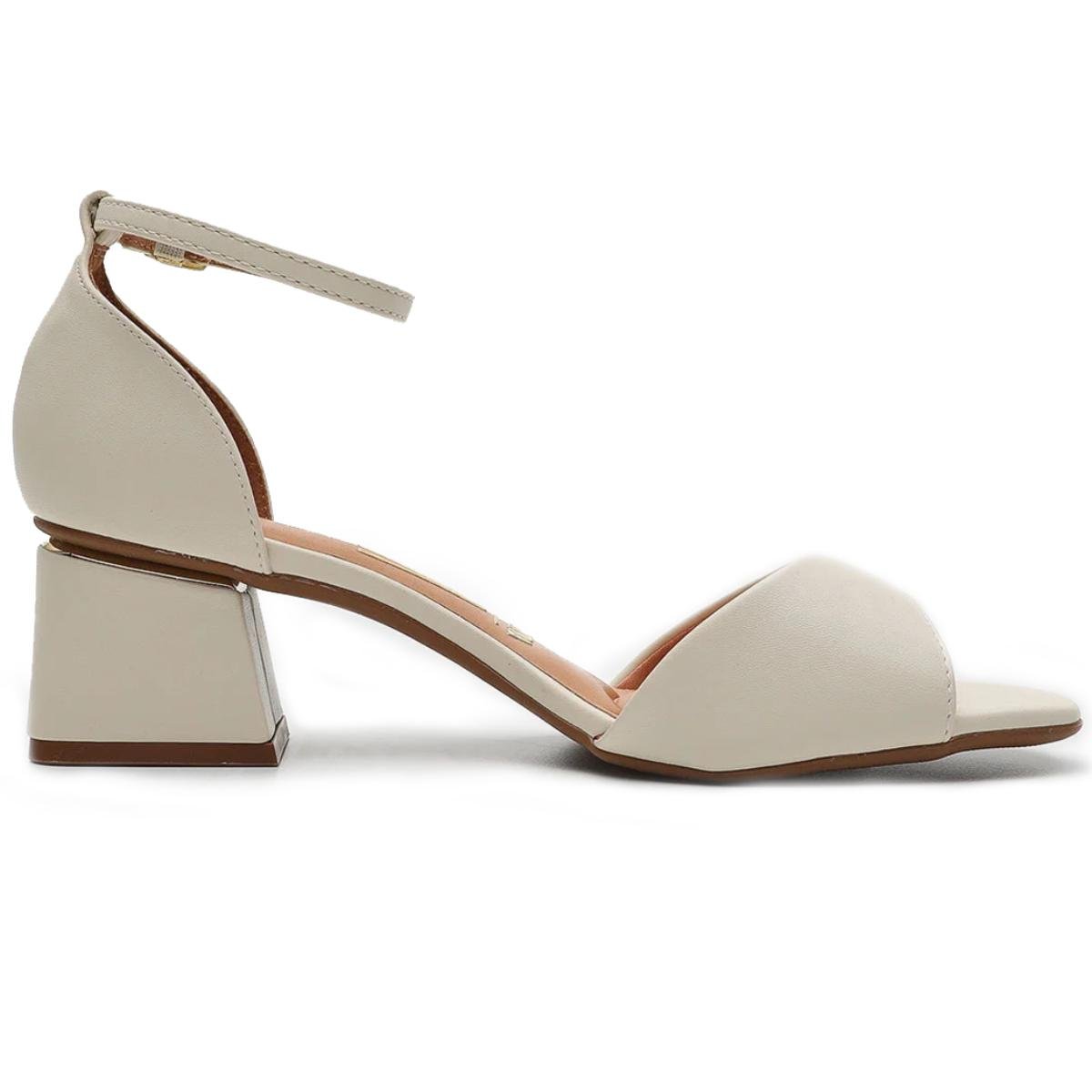 Sandália Vizzano Salto Bloco Detalhe Dourado - Cinza Cinza 4