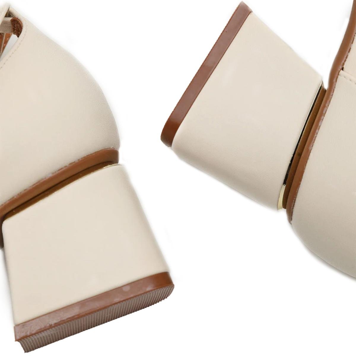 Sandália Vizzano Salto Bloco Detalhe Dourado - Cinza Cinza 5