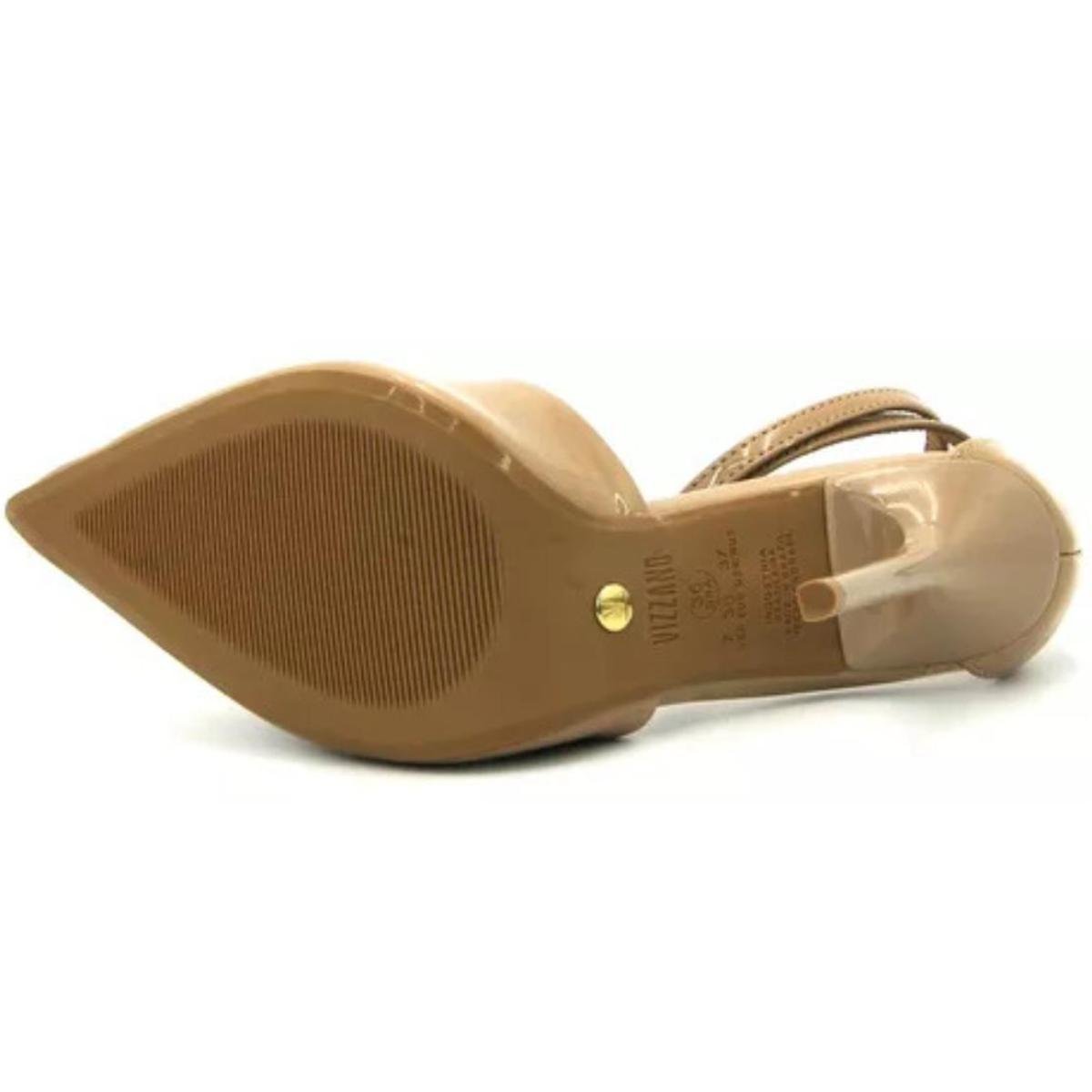 Scarpin Vizzano Bico Fino Salto Alto Amarração Feminino - Bege Bege 5