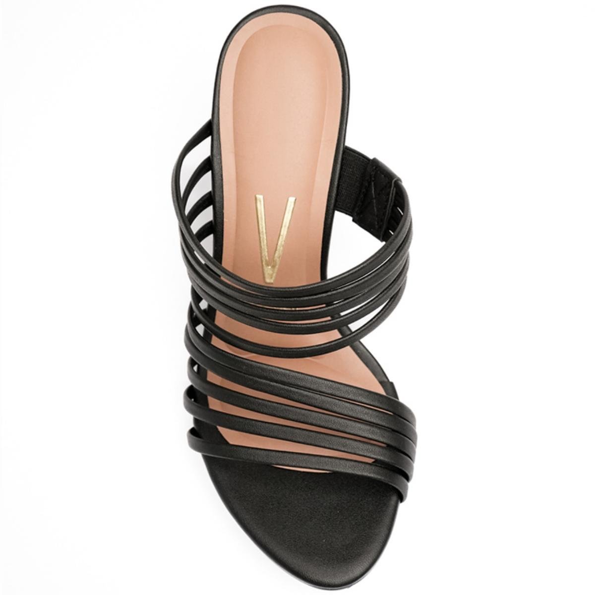 Tamanco Vizzano Salto Alto Tiras Feminino - Preto Preto 3