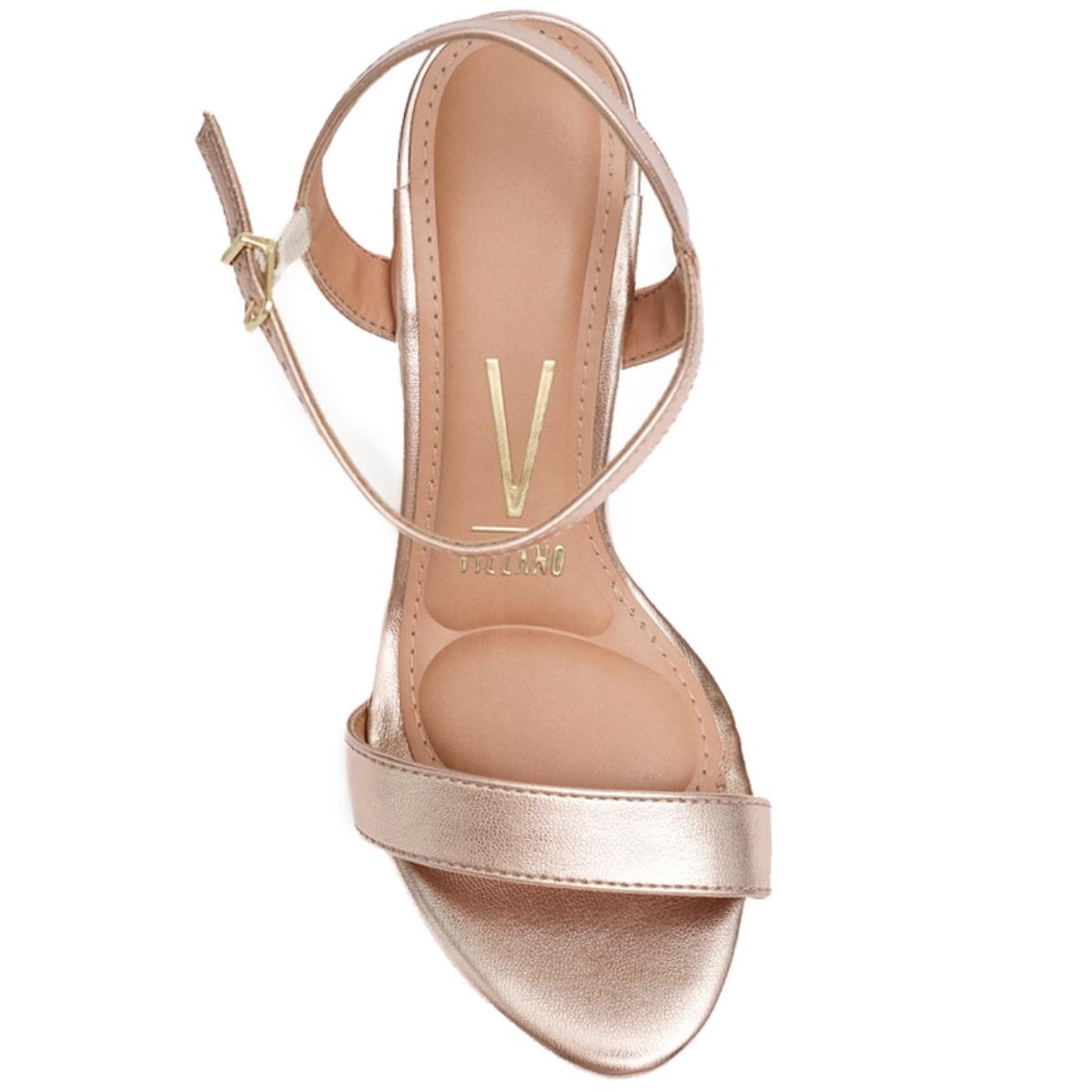 Sandália Vizzano Metalizada Salto Médio Feminina - Ouro Rosado Ouro Rosado 3