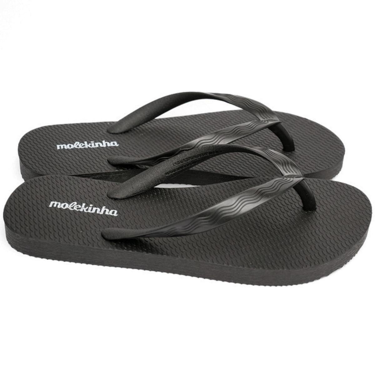 Chinelo Infantil Molekinha Tira Pronta Menina - Preto Preto 2