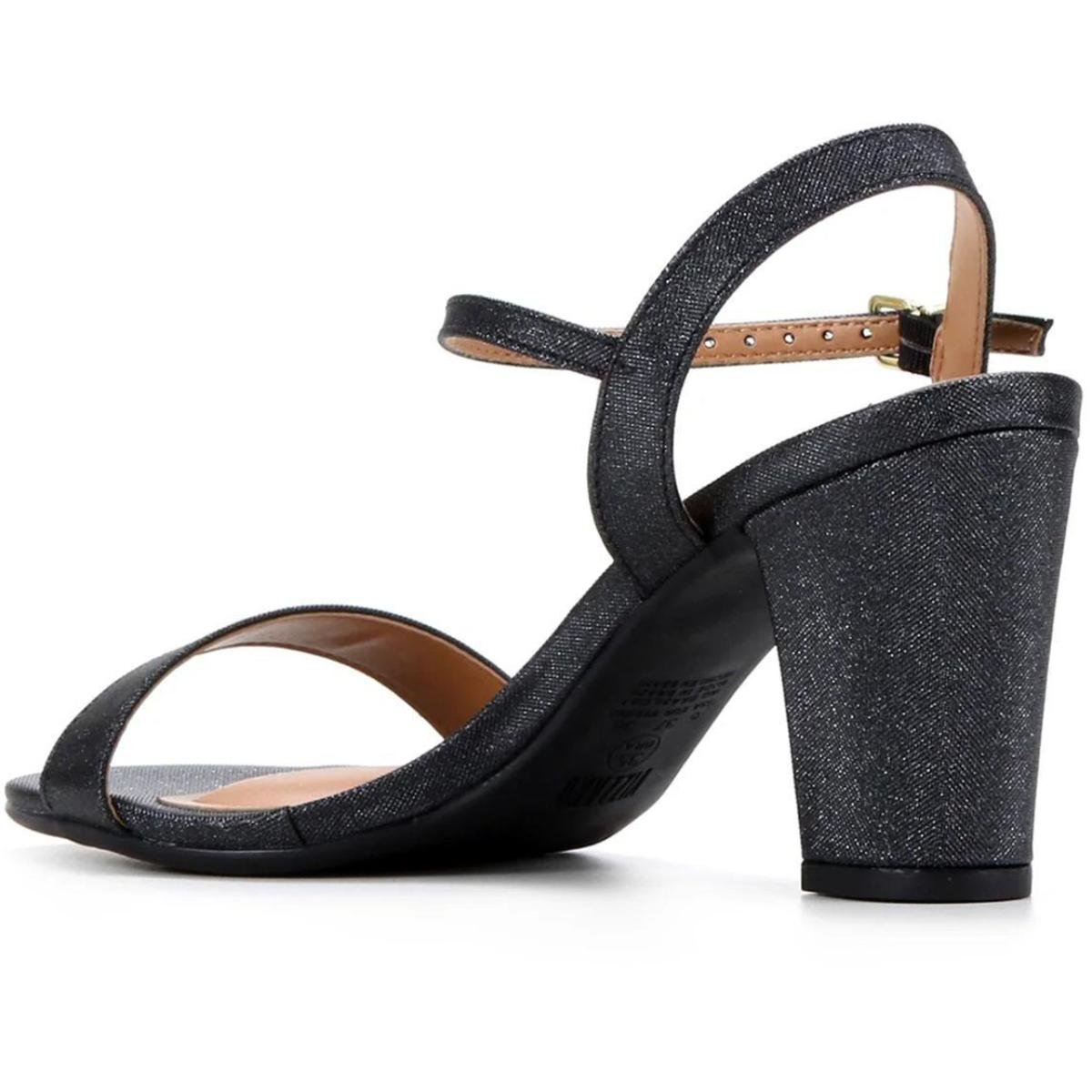 Sandália Vizzano Salto Grosso Médio Glitter Feminina - Preto Preto 4