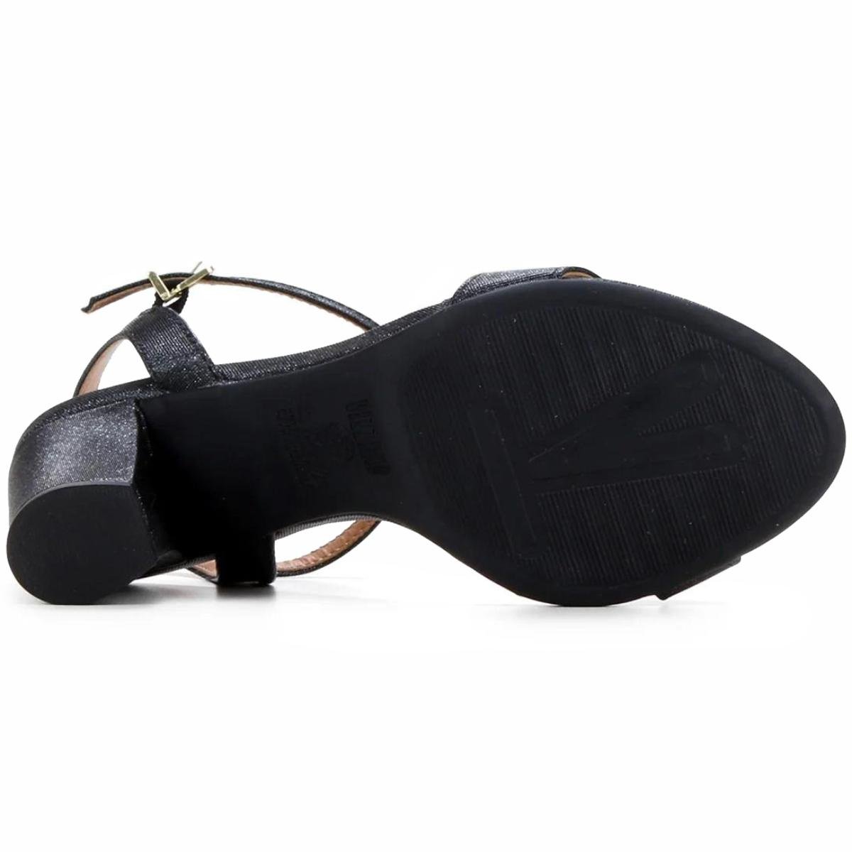 Sandália Vizzano Salto Grosso Médio Glitter Feminina - Preto Preto 5