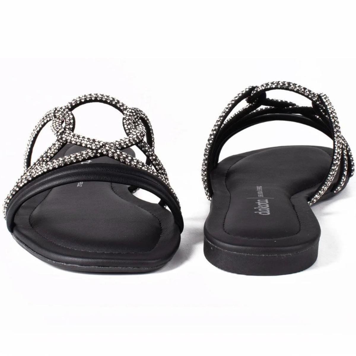 Rasteira Dakota Rives Tiras Cruzadas Brilho Feminina - Preto Preto 5