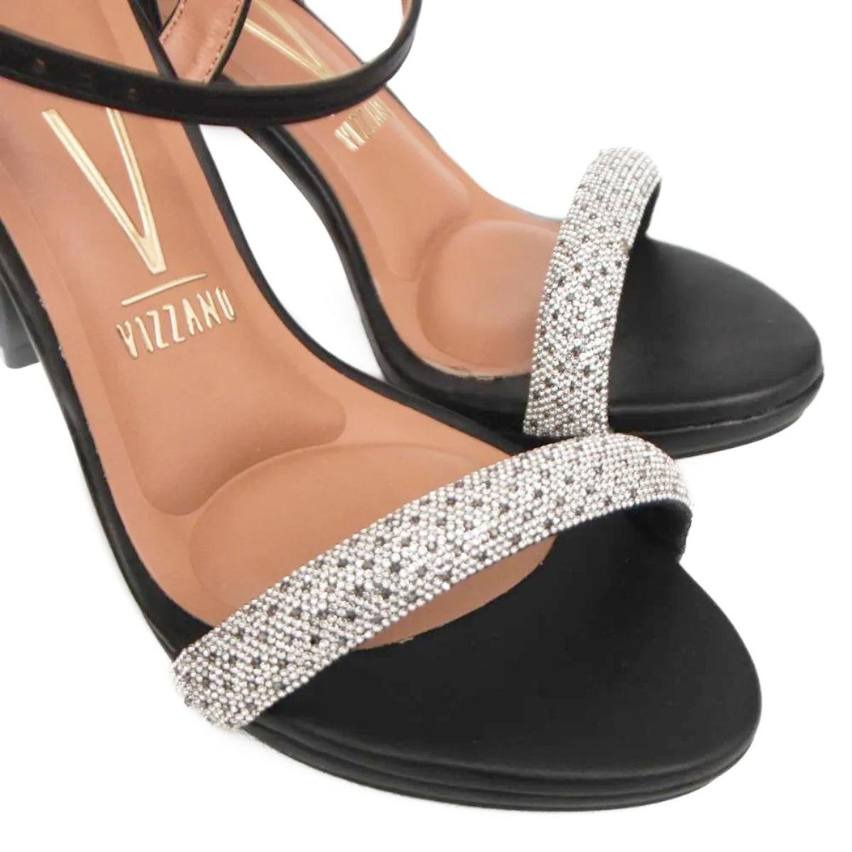 Sandália Vizzano Meia Pata Tira Strass - Preto Preto 3