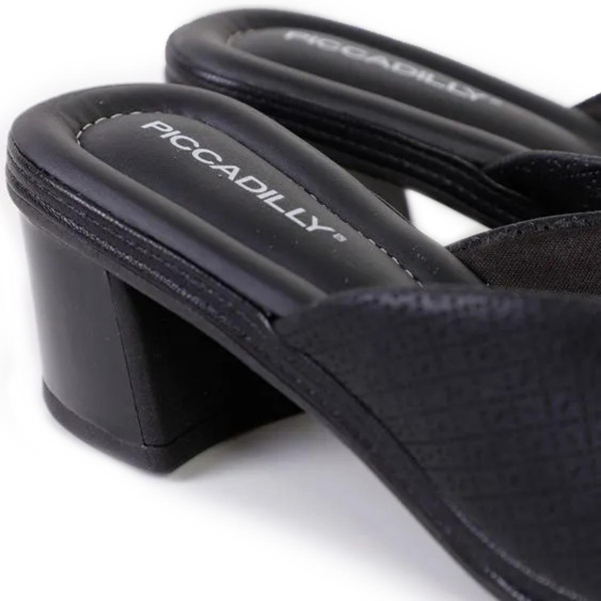 Tamanco Piccadilly Conforto Detalhe Dourado - Preto Preto 5