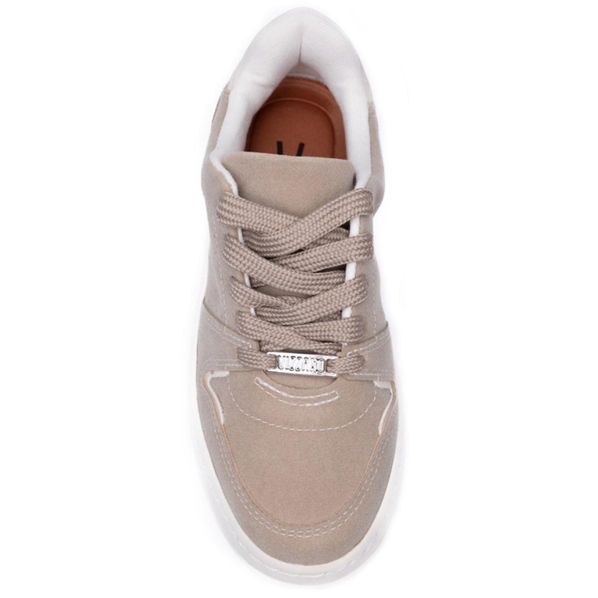 Tênis Vizzano Camurça Perfuros Feminino - Bege Bege 3