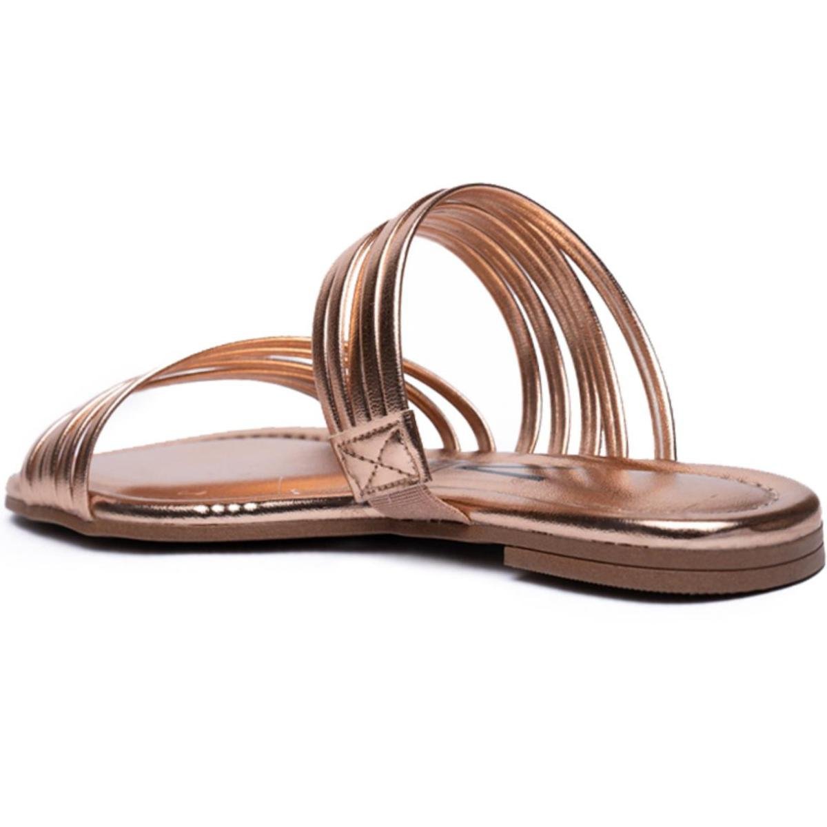Rasteira Vizzano Multi Tiras Metalizada Feminina - Ouro Rosado Ouro Rosado 4