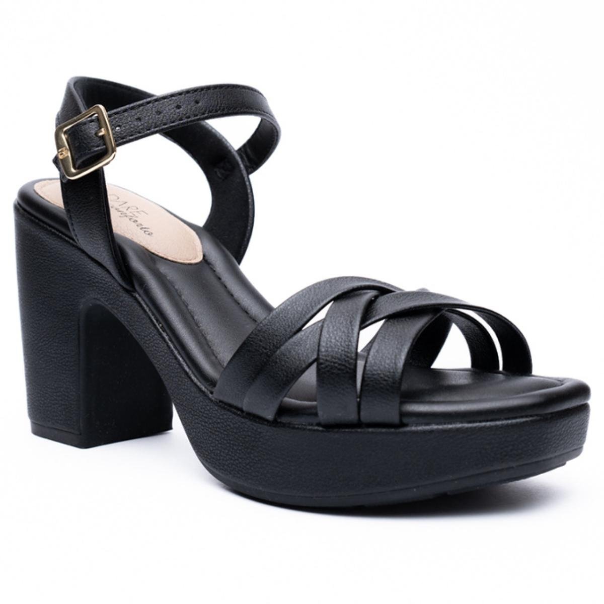 Sandália Plataforma Modare Tiras Cruzadas Feminina - Preto Preto 1
