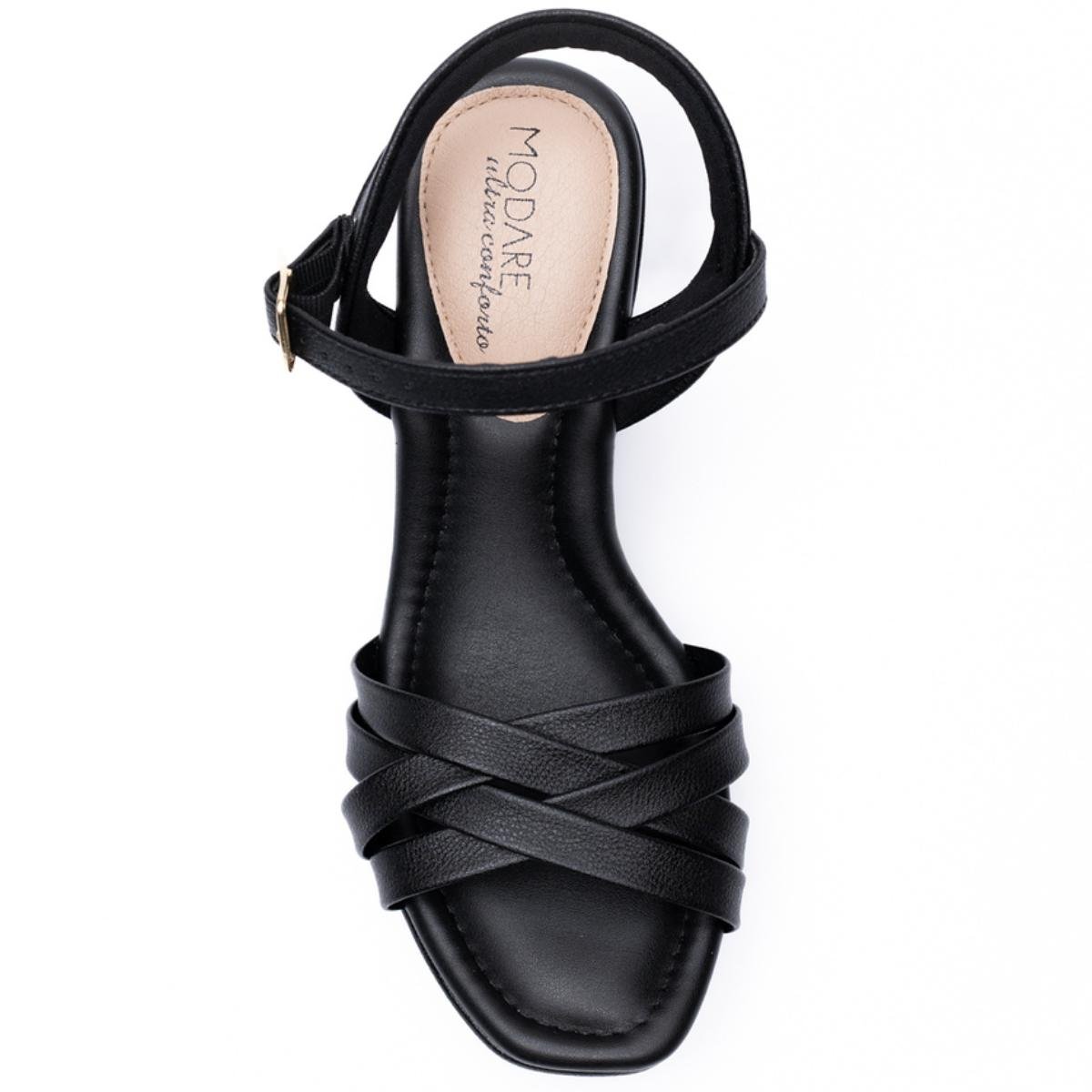 Sandália Plataforma Modare Tiras Cruzadas Feminina - Preto Preto 3