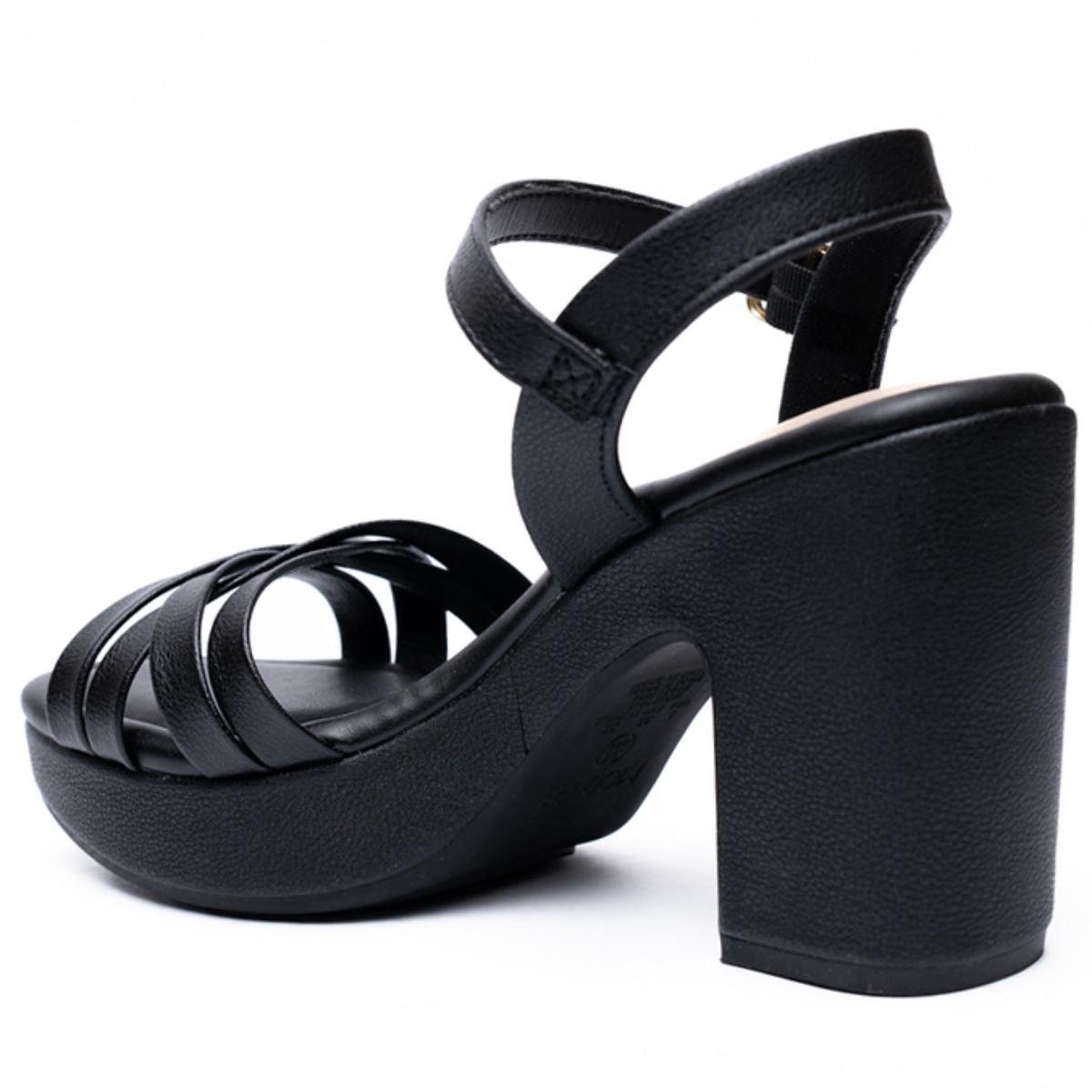 Sandália Plataforma Modare Tiras Cruzadas Feminina - Preto Preto 4