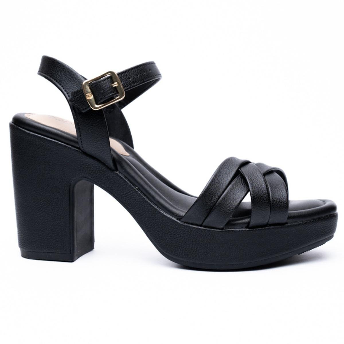 Sandália Plataforma Modare Tiras Cruzadas Feminina - Preto Preto 2