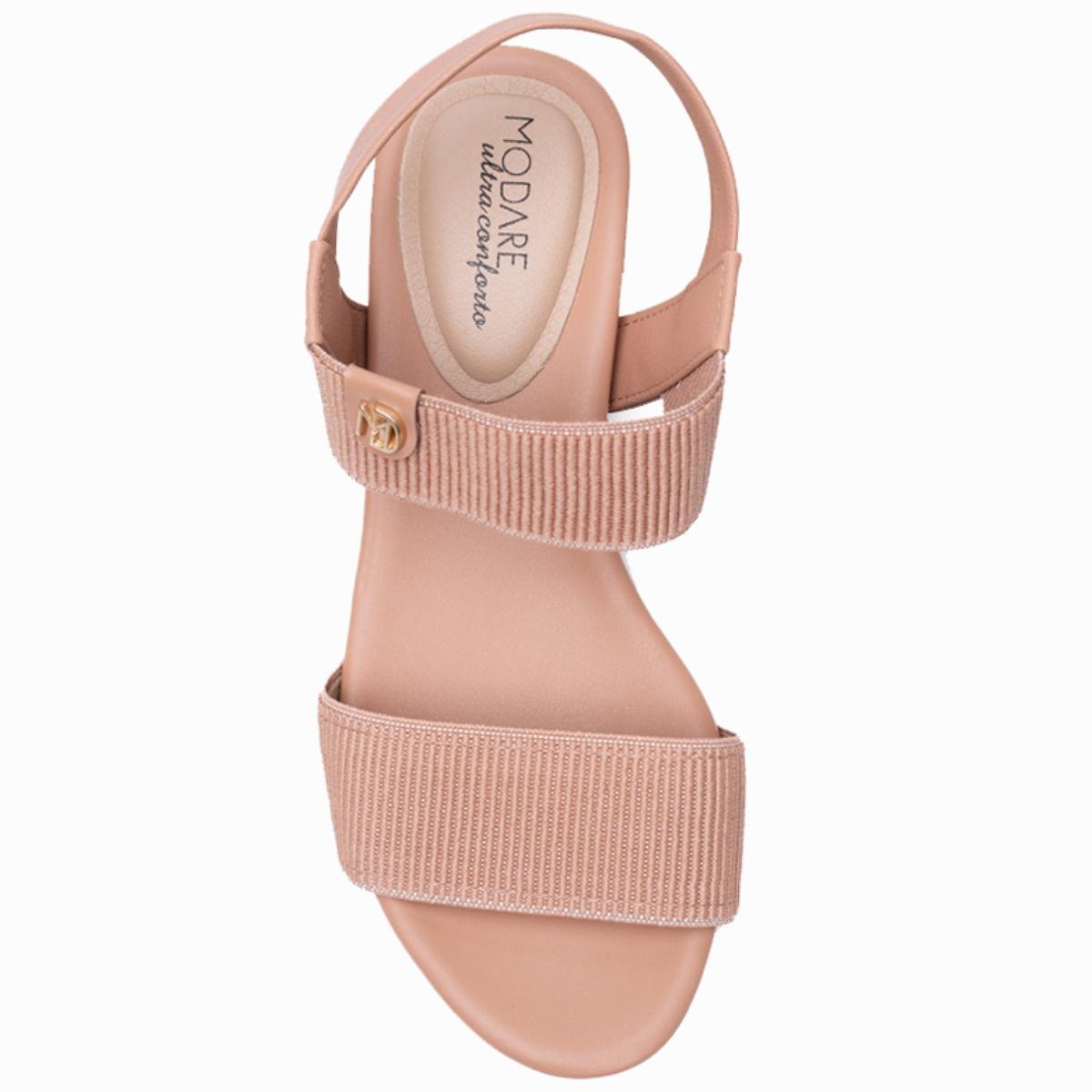 Sandália Modare Tiras De Elástico Ultra Conforto - Nude Bege 3