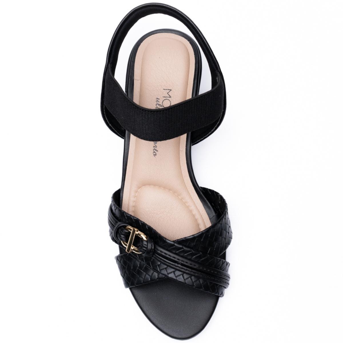 Sandália Modare Tiras Cruzadas Salto Baixo Tressê - Preto Preto 3