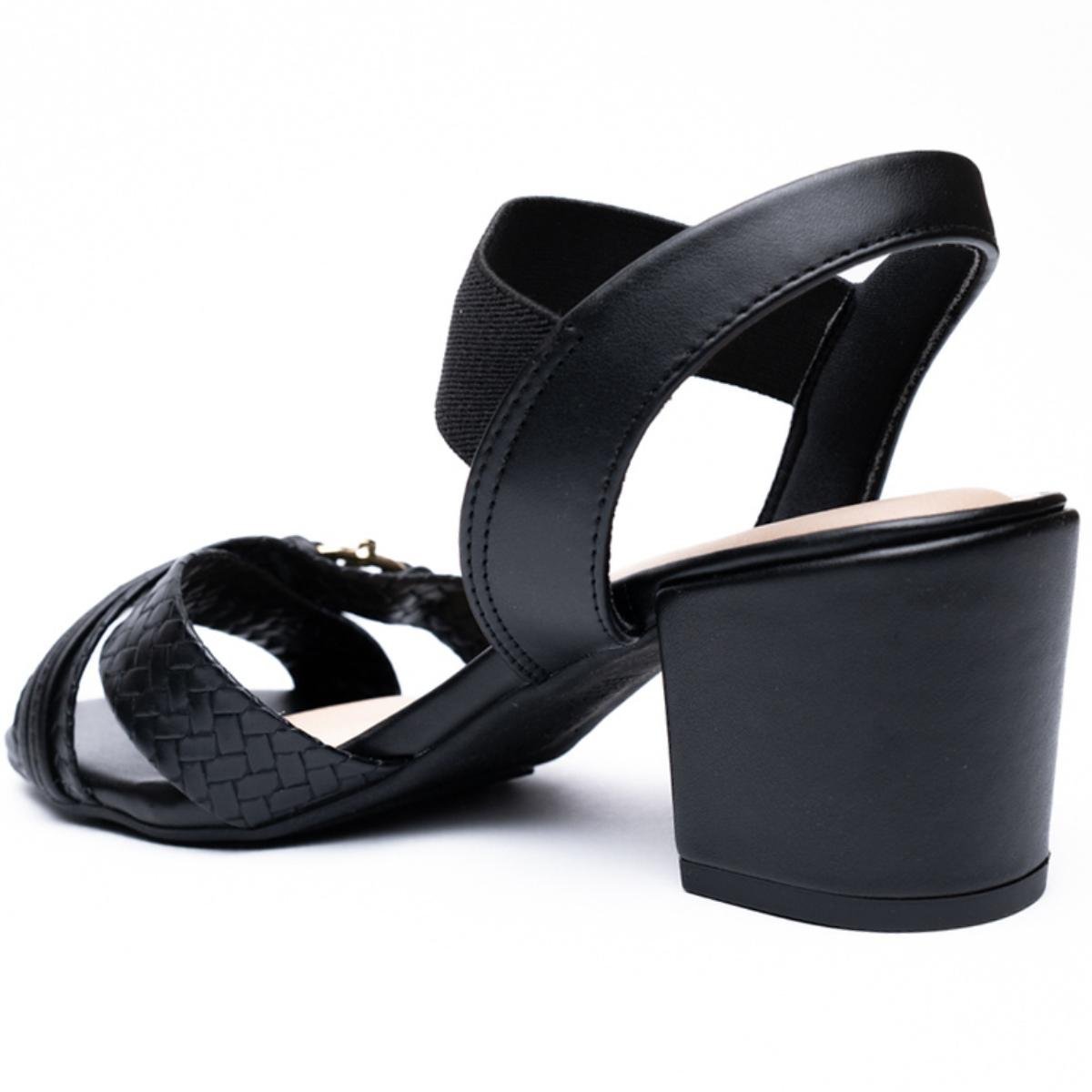 Sandália Modare Tiras Cruzadas Salto Baixo Tressê - Preto Preto 4