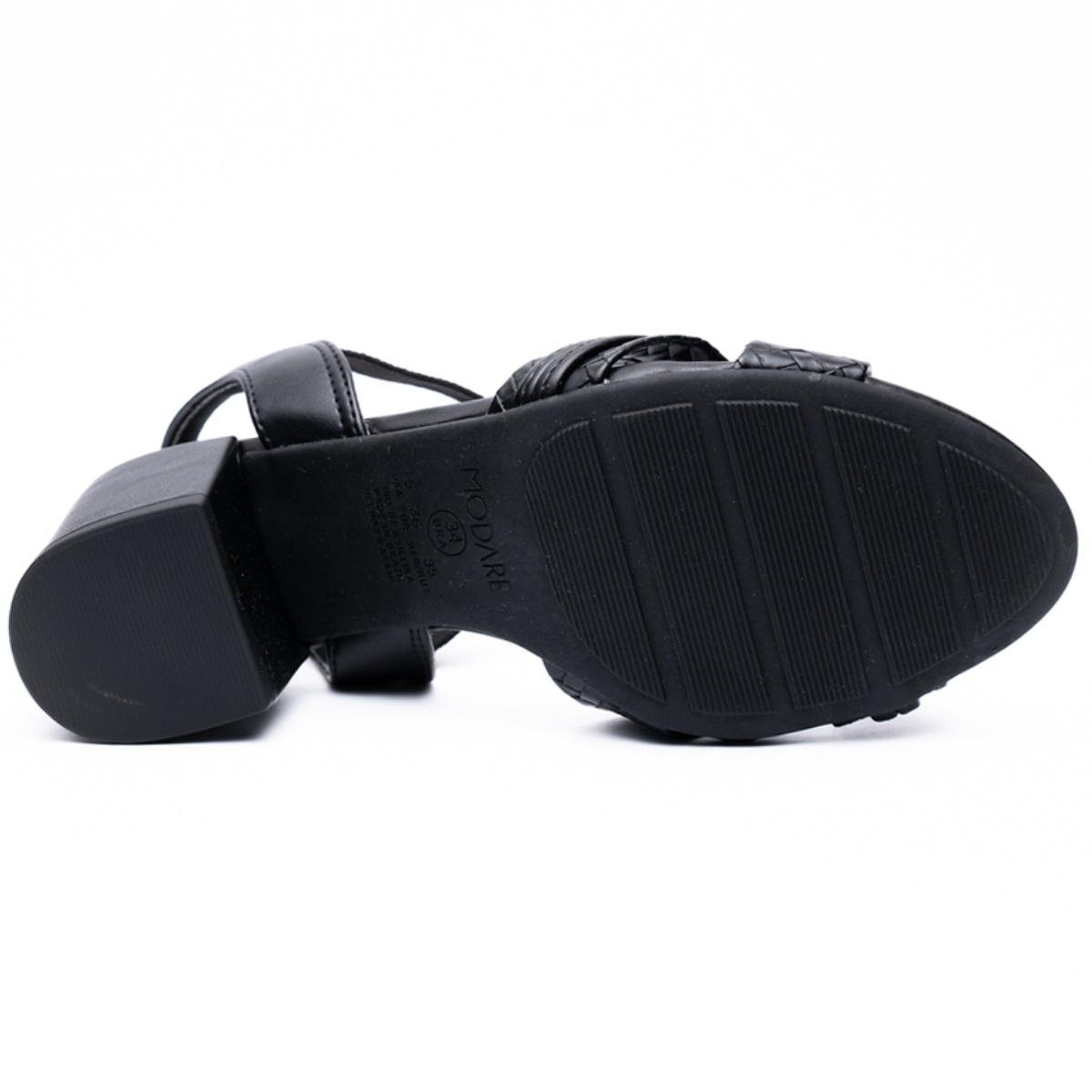 Sandália Modare Tiras Cruzadas Salto Baixo Tressê - Preto Preto 5