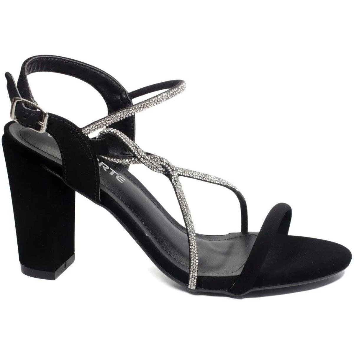 Sandália Via Marte Salto Grosso Nobuck Feminina - Preto Preto 2