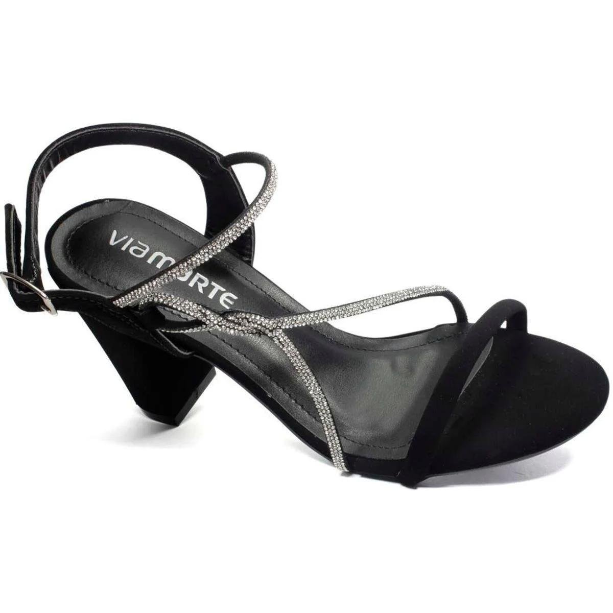 Sandália Via Marte Salto Grosso Nobuck Feminina - Preto Preto 3