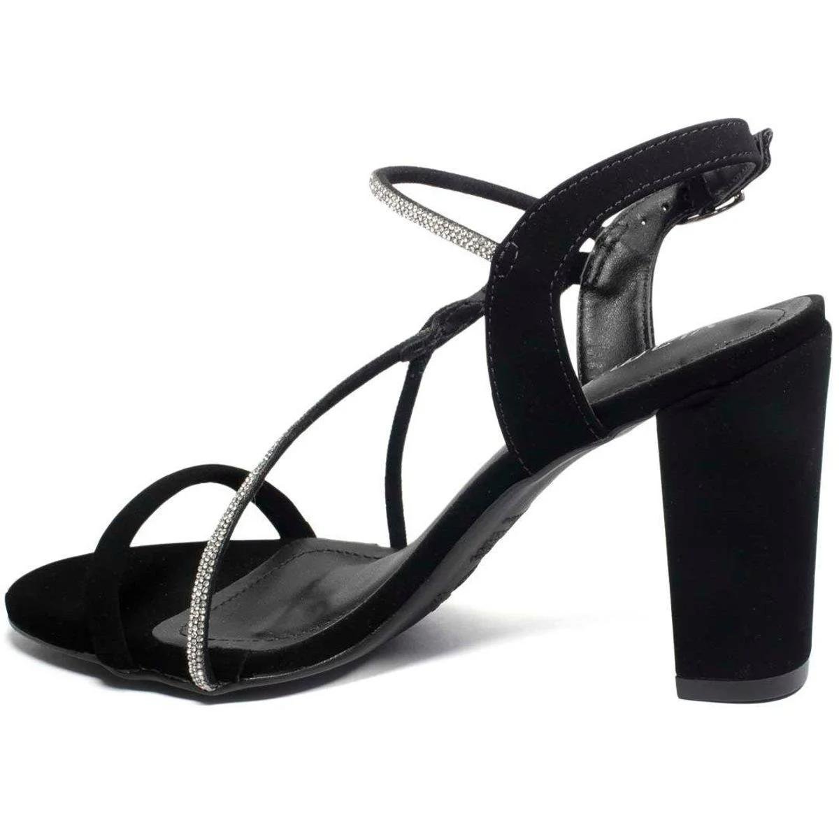 Sandália Via Marte Salto Grosso Nobuck Feminina - Preto Preto 4