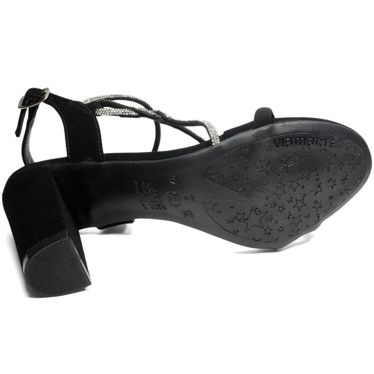 Sandália Via Marte Salto Grosso Nobuck Feminina - Preto Preto 5