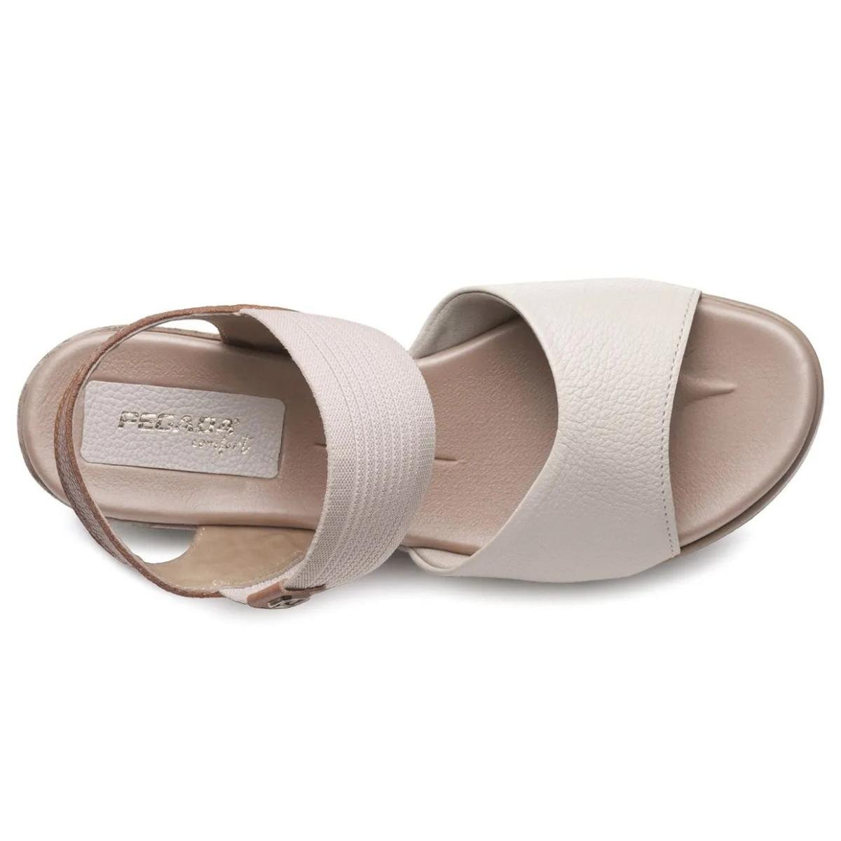Sandália Couro Anabela Pegada Feminina - Off White Branco 3