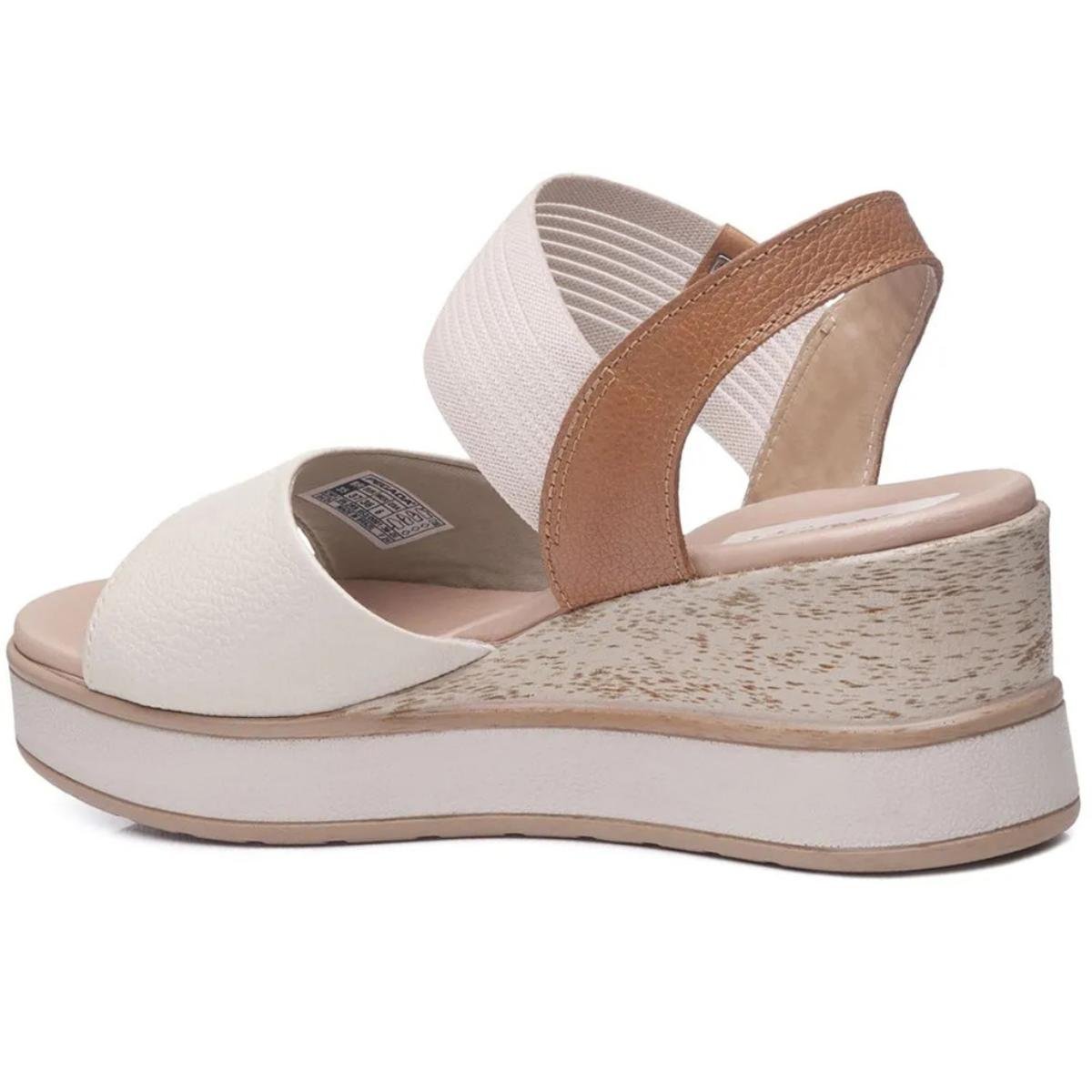 Sandália Couro Anabela Pegada Feminina - Off White Branco 4