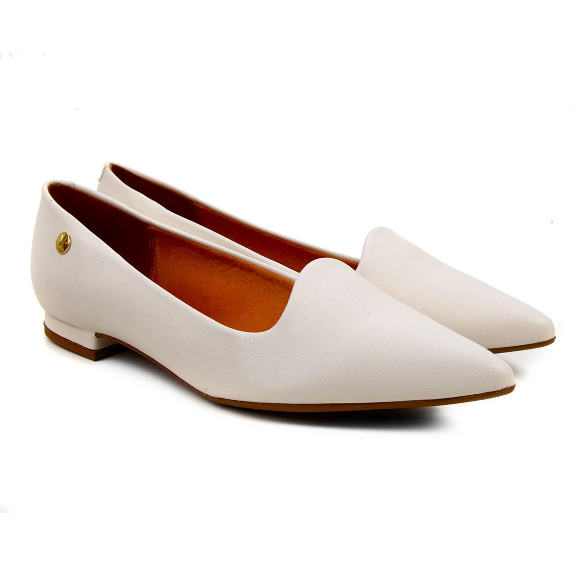 Sapatilha Vizzano Salto Baixo Bico Fino Branco Branco