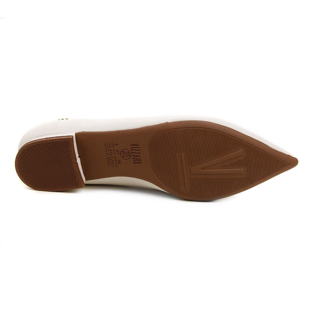 Sapatilha Vizzano Salto Baixo Bico Fino - Branco Branco 5