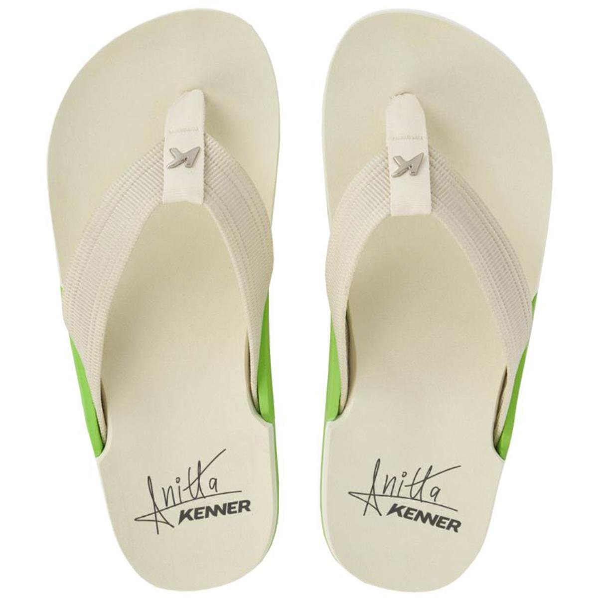 Chinelo Kenner Anitta Nk6 Pro Masculino - Branco e Verde Branco 2
