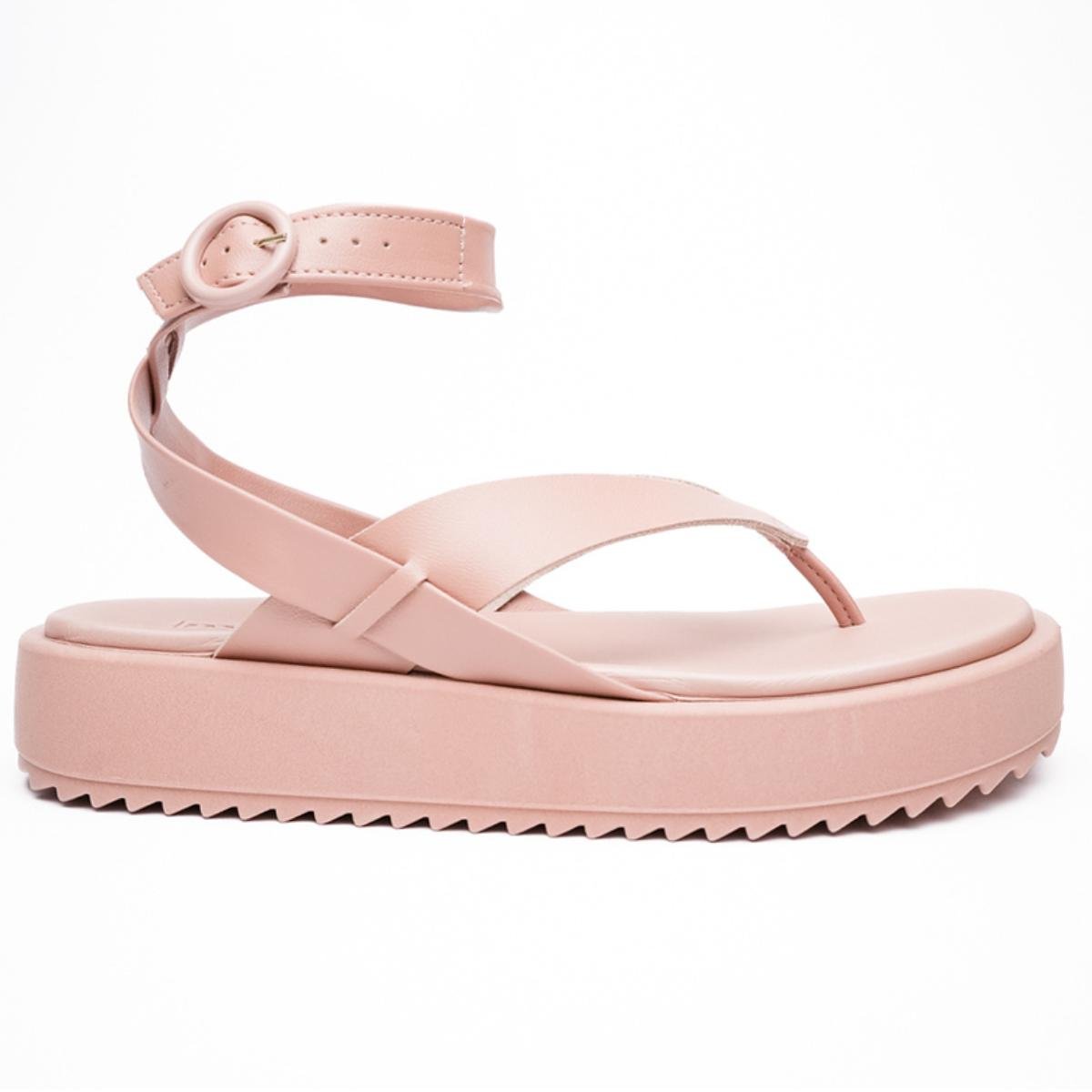 Rasteira Moleca Flatform Feminina - Bege Rosa 2