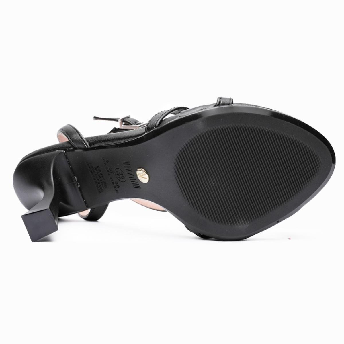 Sandália Vizzano Metal Salto Médio Feminina - Preto Preto 5