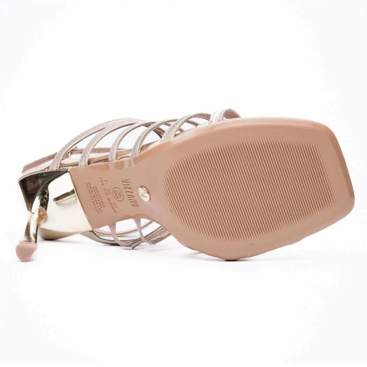 Sandália Vizzano Salto Alto Tira Fina Metalizada Feminina - Dourado Dourado 5