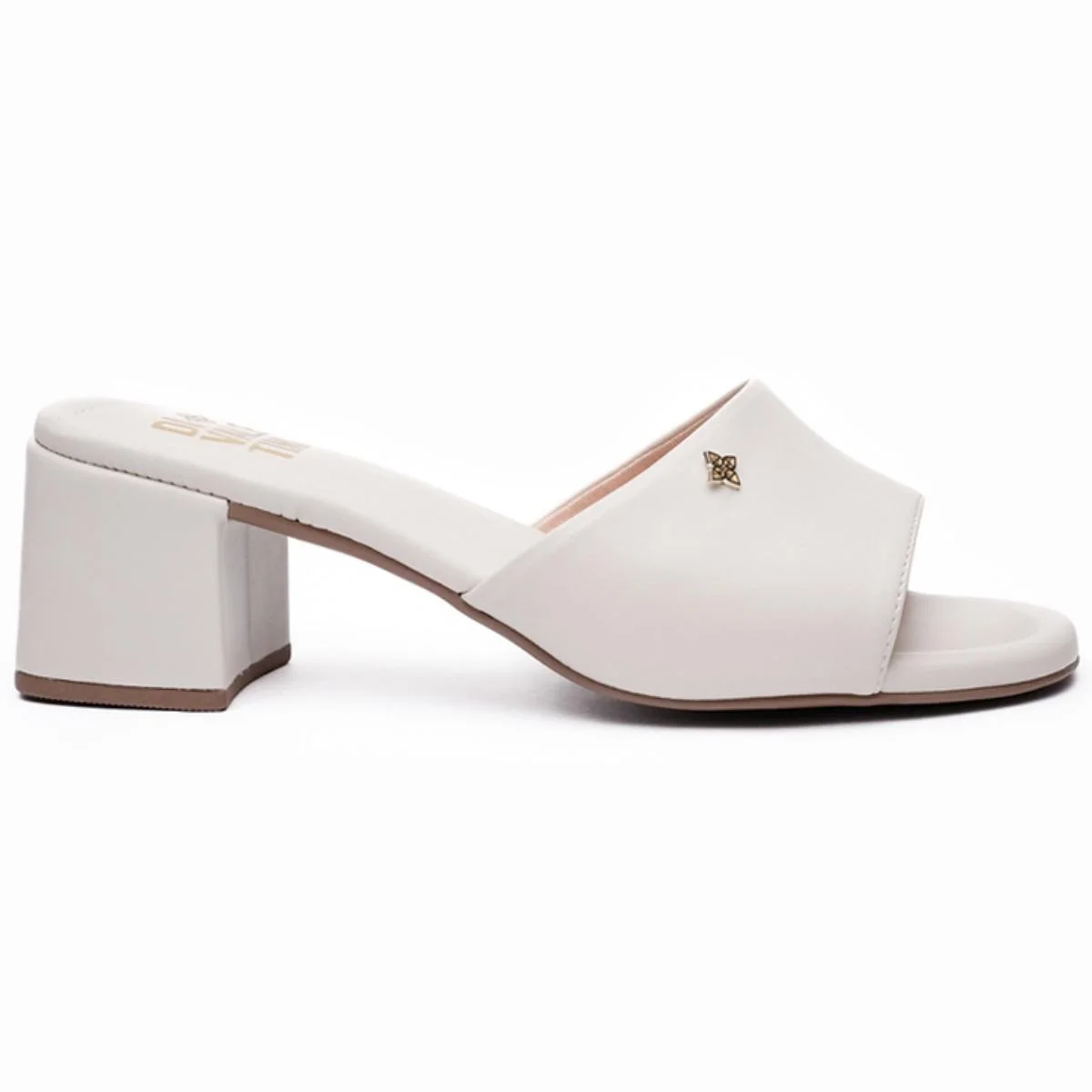 Tamanco Di Valentini AVA Salto Bloco Feminino - Off White Branco 2