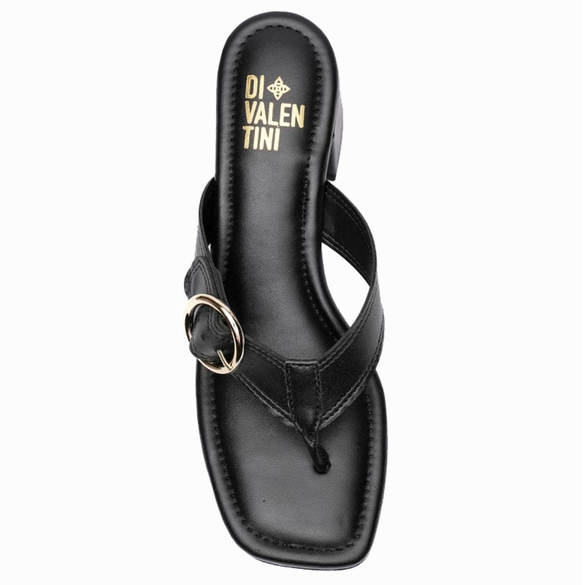 Tamanco Di Valentini AVA Salto Bloco Fivela Feminino - Preto Preto 3