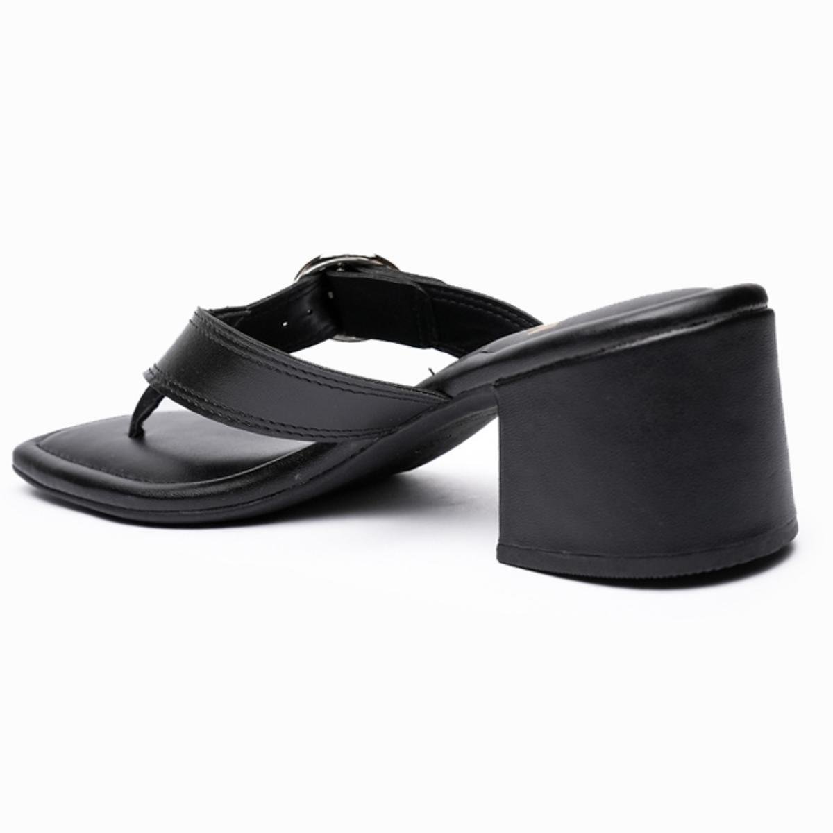 Tamanco Di Valentini AVA Salto Bloco Fivela Feminino - Preto Preto 4