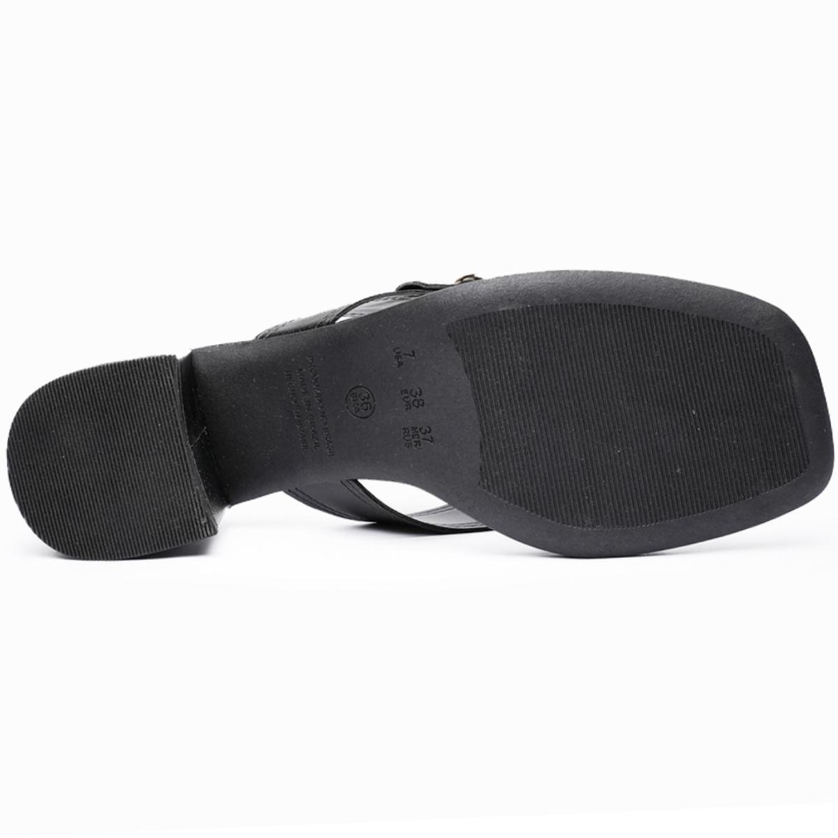Tamanco Di Valentini AVA Salto Bloco Fivela Feminino - Preto Preto 5