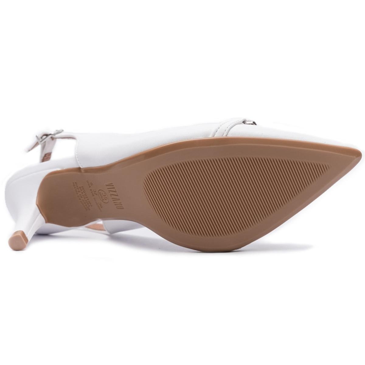 Scarpin Vizzano Slingback Strass Salto Médio - Branco Branco 5