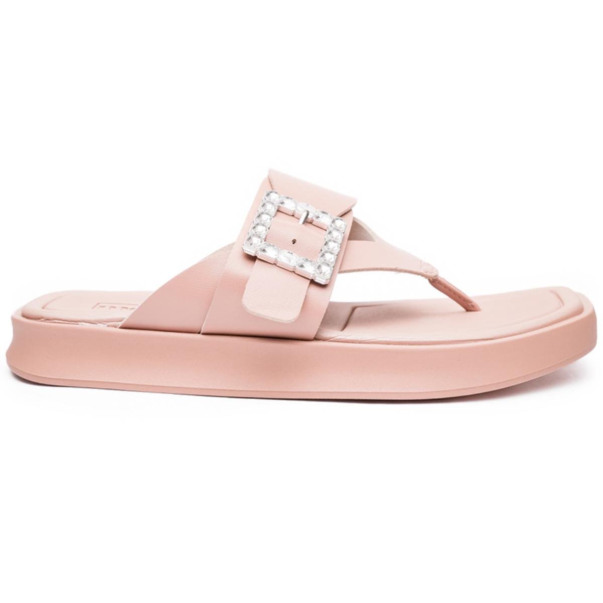 Tamanco Moleca Fivela Strass Feminina - Nude Bege 2