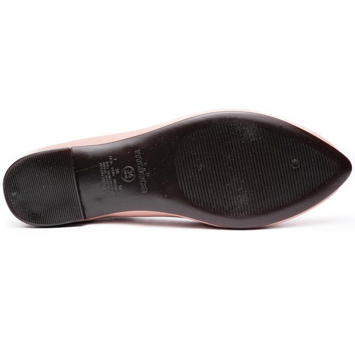 Sapatilha Moleca Bico Fino Laço Feminina - Nude Bege 5