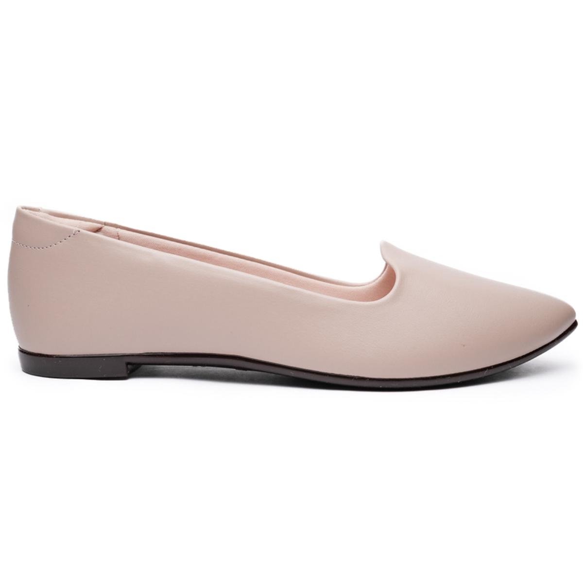 Sapatilha Moleca Slipper Basica Bico Fino - Bege Bege 2